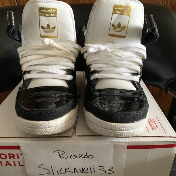 patent leather adidas concord mid